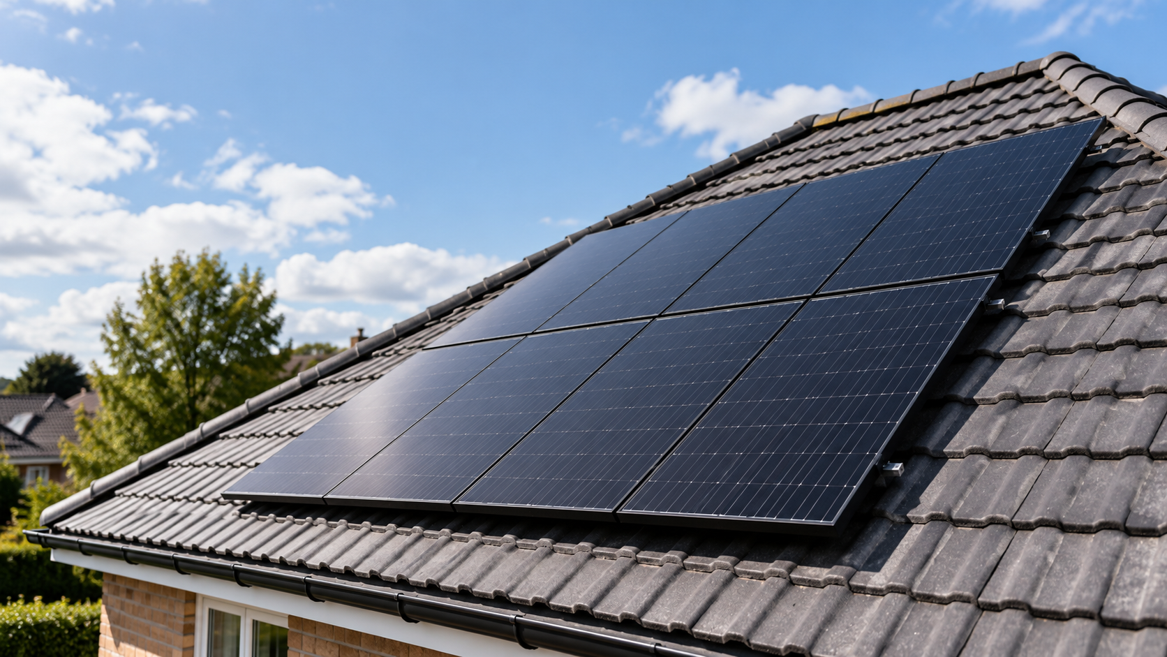 Solar panels installed on a pitched tiled roof